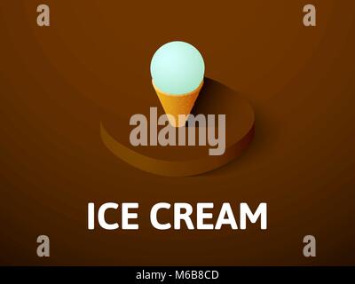 Ice cream isometric icon, isolated on color background Stock Vector