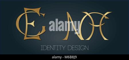 Set of stylish monograms for luxury logo design - letters GE and NH Stock Vector