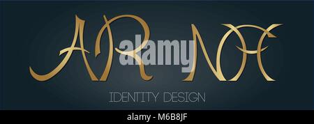 Set of stylish monograms with letters AR and NH for personal branding Stock Vector