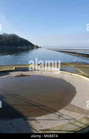 The sea water bathing and boating pool at Clevedon in Somerset,England ...