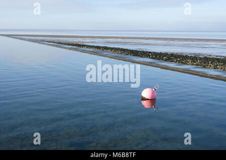 The sea water bathing and boating pool at Clevedon in Somerset,England. Stock Photo