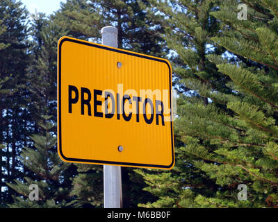 A Predictor sign advising the motorist who are approaching a railway level crossing in Western Australia Stock Photo