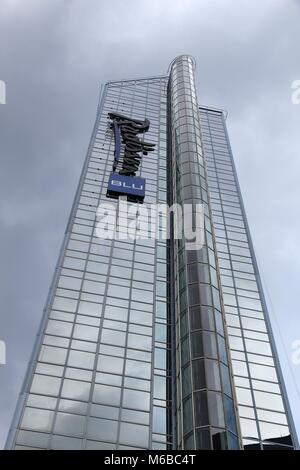 OSLO, NORWAY - AUGUST 2, 2015: Radisson Blu hotel in Oslo. Radisson Hotels is a major international hotel chain with 420 hotels in 73 countries. Stock Photo