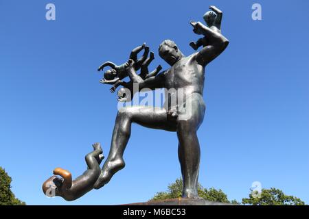 OSLO, NORWAY - AUGUST 2, 2015: Vigeland Installation in Frogner Park, Oslo. 212 sculptures around the park were all designed by artist Gustav Vigeland Stock Photo