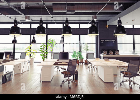 modern cozy loft office interior. 3d rendering Stock Photo