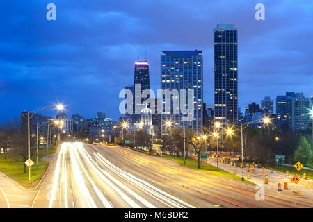 Traffic on Lake Shore Drive, Chicago, Illinois, USA Stock Photo