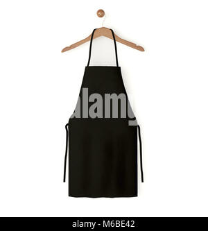 Blank black apron isolated on white background with clipping path. 3d ...