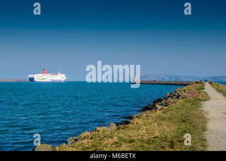 Stena Europe ferry departing from Fishguard Harbour at Goodwick, Fishguard, Pembrokeshire, Wales Stock Photo