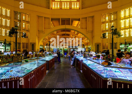 Central market famous  in Phnom penh capital of Cambodia. Popular tourist destination  selling all sorts of goods and services Stock Photo