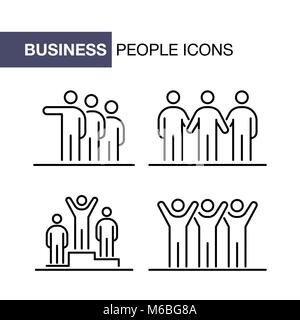 Business people icons set simple line flat illustration. Stock Vector