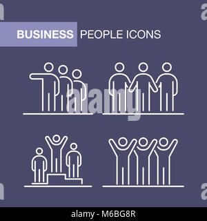 Business people icons set simple line flat illustration. Stock Vector