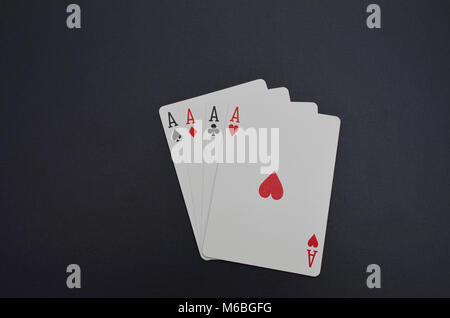 four aces poker hand Stock Photo