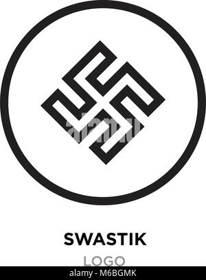 Black swastik logo,Hinduism religion sign, Indian swastika symbol isolated on white background Stock Vector