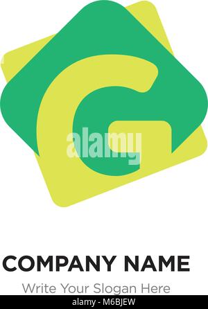 Abstract letter G logo design template. Yellow vector icon on green background. Stock Vector