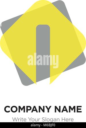 Abstract letter I logo design template. Yellow vector icon on dark background. Stock Vector