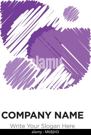 C Letter Logo with Vintage Grunge Cut Design. Destroyed Drawing Elegant Letter Icon Vector, Abstract Alphabet logotype on purple background. Stock Vector