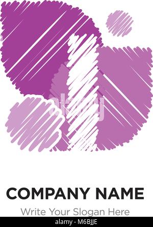 I Letter Logo with Vintage Grunge Cut Design. Destroyed Drawing Elegant Letter Icon Vector, Abstract Alphabet logotype on purple background. Stock Vector