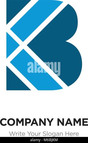 B Letter Logo with blue connected line elements. Abstract geometric design, Elegant Alphabet logotype. Stock Vector