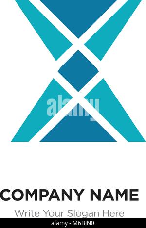 X Letter Logo with blue & green connected line elements. Abstract geometric design, Elegant Alphabet logotype. Stock Vector