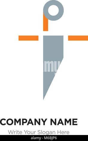 Abstract letter pi ip logo design template, Alphabet initial letters company name concept. Flat thin line segments connected to each other, blue and y Stock Vector