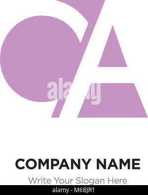 Abstract letter CA AC logo design template, Pink Alphabet initial letters company name concept. Flat thin line segments connected to each other Stock Vector