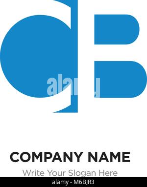 Abstract letter CB BC logo design template, Blue Alphabet initial letters company name concept. Flat thin line segments connected to each other Stock Vector