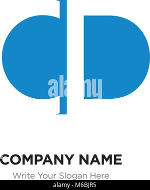 Abstract letter CD DC logo design template, Blue Alphabet initial letters company name concept. Flat thin line segments connected to each other Stock Vector