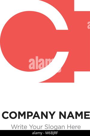 Abstract letter CI IC logo design template, Red Alphabet initial letters company name concept. Flat thin line segments connected to each other Stock Vector