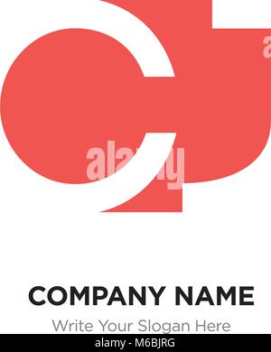 Abstract letter CJ JC logo design template, Red Alphabet initial letters company name concept. Flat thin line segments connected to each other Stock Vector