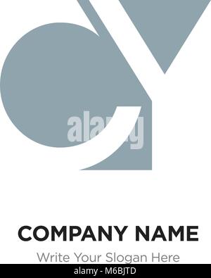 Abstract letter CY,YC logo design template, matte Alphabet initial letters company name concept. Flat thin line segments connected to each other Stock Vector