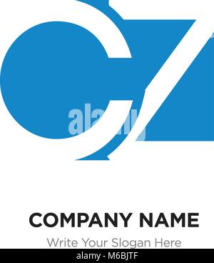 Abstract letter C7,7C logo design template, blue Alphabet initial letters company name concept. Flat thin line segments connected to each other Stock Vector