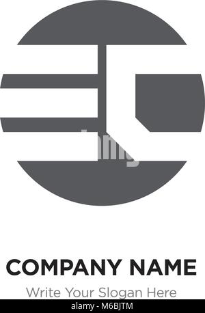 Abstract letter ED EO logo design template, Black Alphabet initial letters company name concept. Flat thin line segments connected to each other Stock Vector