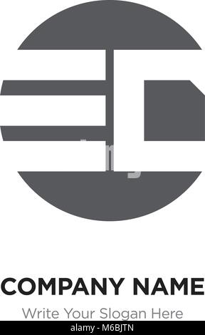 Abstract letter ED DE logo design template, Black Alphabet initial letters company name concept. Flat thin line segments connected to each other Stock Vector