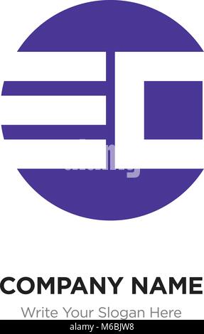 Abstract letter EO OE logo design template, Purple Alphabet initial letters company name concept. Flat thin line segments connected to each other Stock Vector