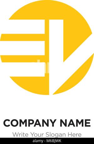 Abstract letter EW WE logo design template, yellow Alphabet initial letters company name concept. Flat thin line segments connected to each other Stock Vector