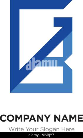 Abstract letter GB,BG logo design template, blUE Alphabet initial letters company name concept. Flat thin line segments connected to each other Stock Vector