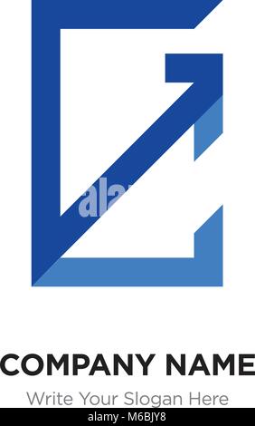 Abstract letter GC,CG logo design template, blUE Alphabet initial letters company name concept. Flat thin line segments connected to each other Stock Vector