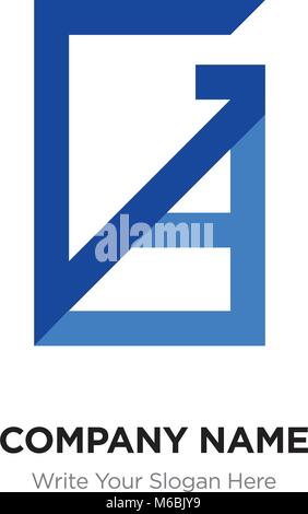 Abstract letter GD,DG logo design template, blUE Alphabet initial letters company name concept. Flat thin line segments connected to each other Stock Vector