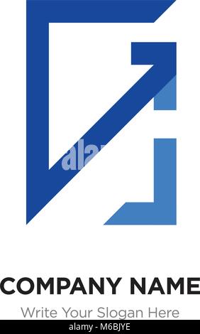 Abstract letter GJ,JG logo design template, blUE Alphabet initial letters company name concept. Flat thin line segments connected to each other Stock Vector