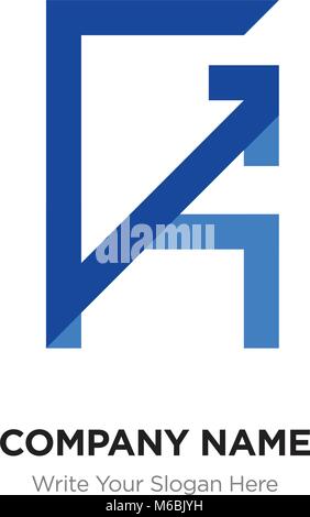 Abstract letter GK,KG logo design template, blUE Alphabet initial letters company name concept. Flat thin line segments connected to each other Stock Vector