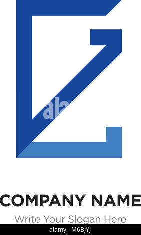 Abstract letter GL,LG logo design template, blUE Alphabet initial letters company name concept. Flat thin line segments connected to each other Stock Vector