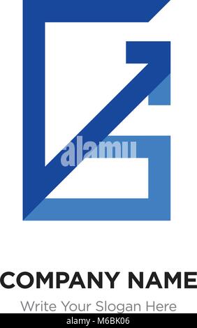 Abstract letter GS,SG logo design template, blUE Alphabet initial letters company name concept. Flat thin line segments connected to each other Stock Vector