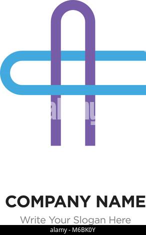 AC or CA Letter Logo with blue and purple line elements. Abstract geometric design, Elegant Alphabet logotype. Stock Vector