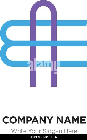 AE or EA Letter Logo with blue and purple line elements. Abstract geometric design, Elegant Alphabet logotype. Stock Vector