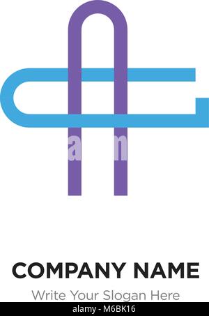 AG or GA Letter Logo with blue and purple line elements. Abstract geometric design, Elegant Alphabet logotype. Stock Vector