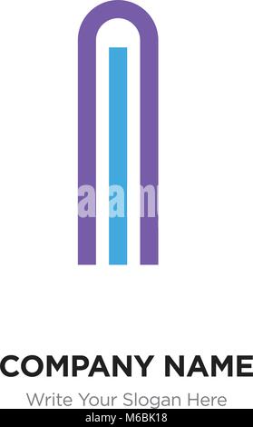 Al or lA Letter Logo with blue and purple line elements. Abstract geometric design, Elegant Alphabet logotype. Stock Vector