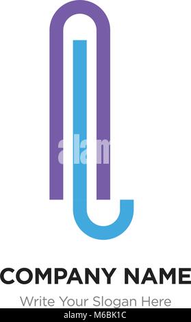 AL or LA Letter Logo with blue and purple line elements. Abstract geometric design, Elegant Alphabet logotype. Stock Vector