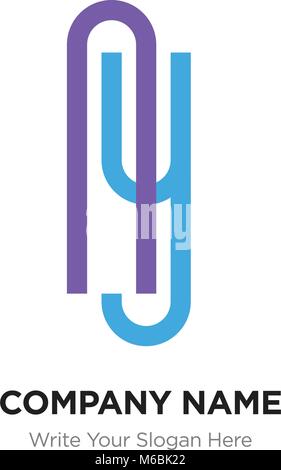Ay or yA Letter Logo with blue and purple line elements. Abstract geometric design, Elegant Alphabet logotype. Stock Vector