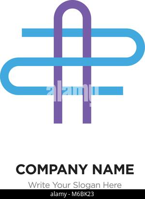 AZ or ZA Letter Logo with blue and purple line elements. Abstract geometric design, Elegant Alphabet logotype. Stock Vector