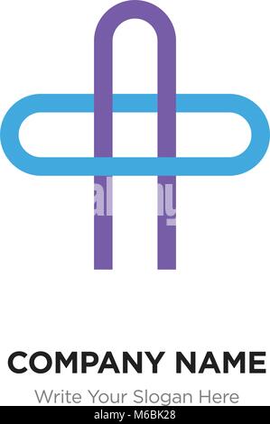 AO or OA Letter Logo with blue and purple line elements. Abstract geometric design, Elegant Alphabet logotype. Stock Vector